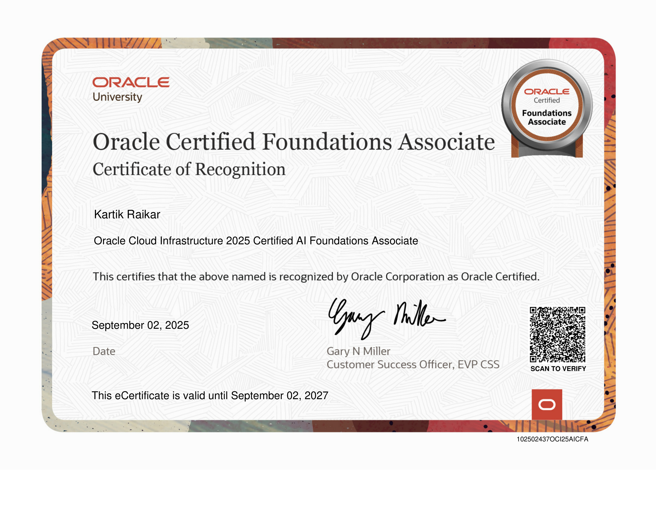 Oracle Cloud Infrastructure 2025 Certified AI Foundations Associate