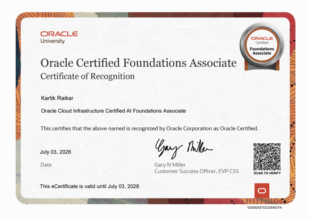 Oracle Cloud Infrastructure Certified AI Foundations Associate