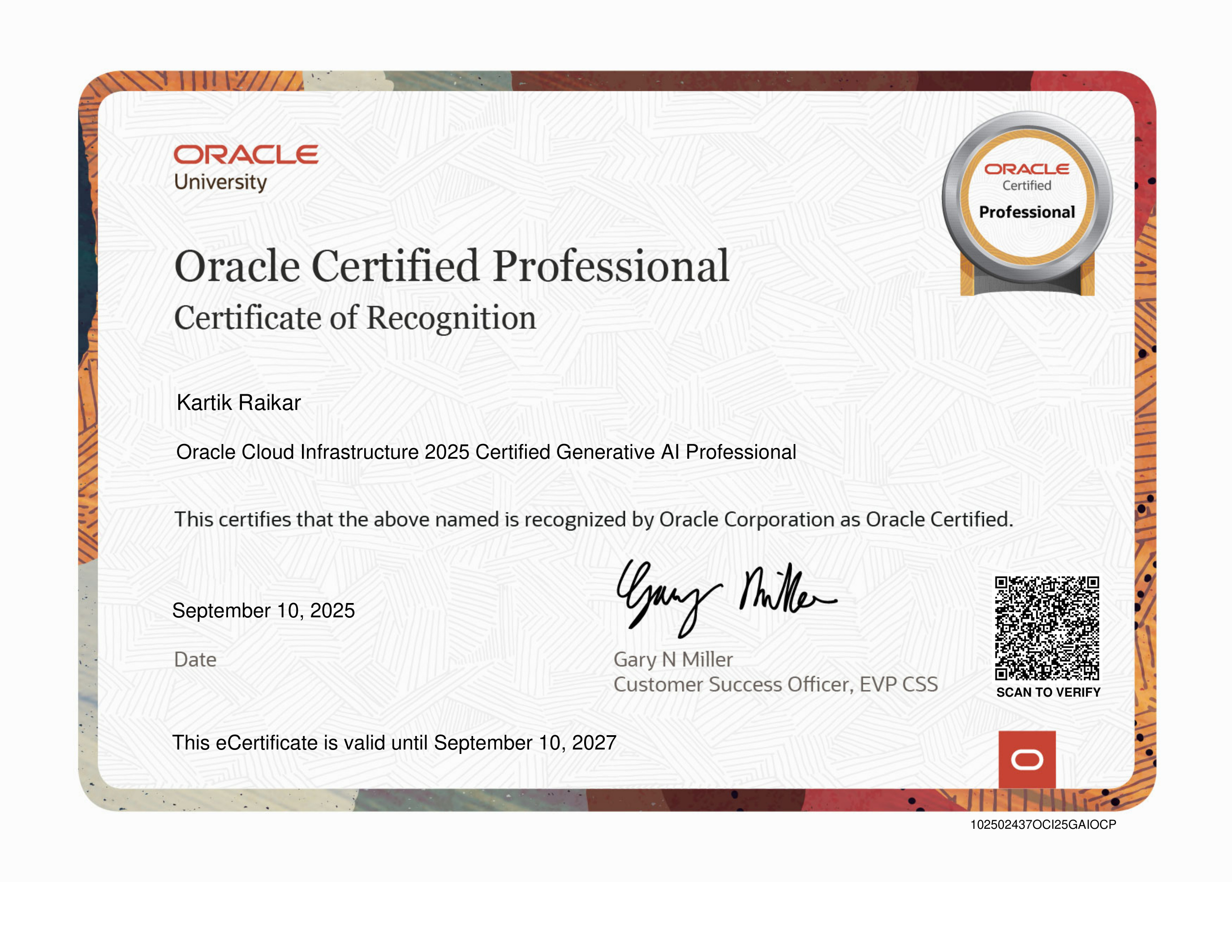 Oracle Cloud Infrastructure 2025 Certified Generative AI Professional