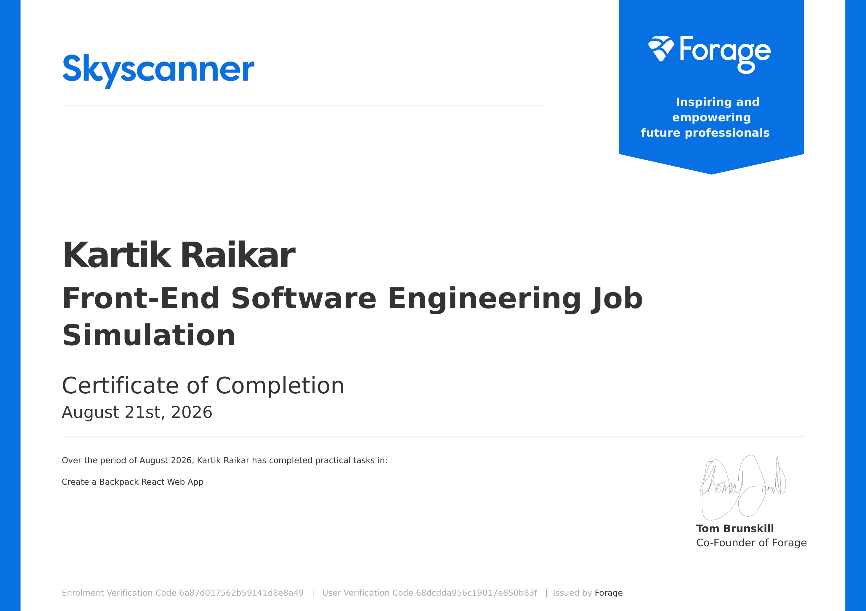 Skyscanner – Front-End Software Engineering Job Simulation