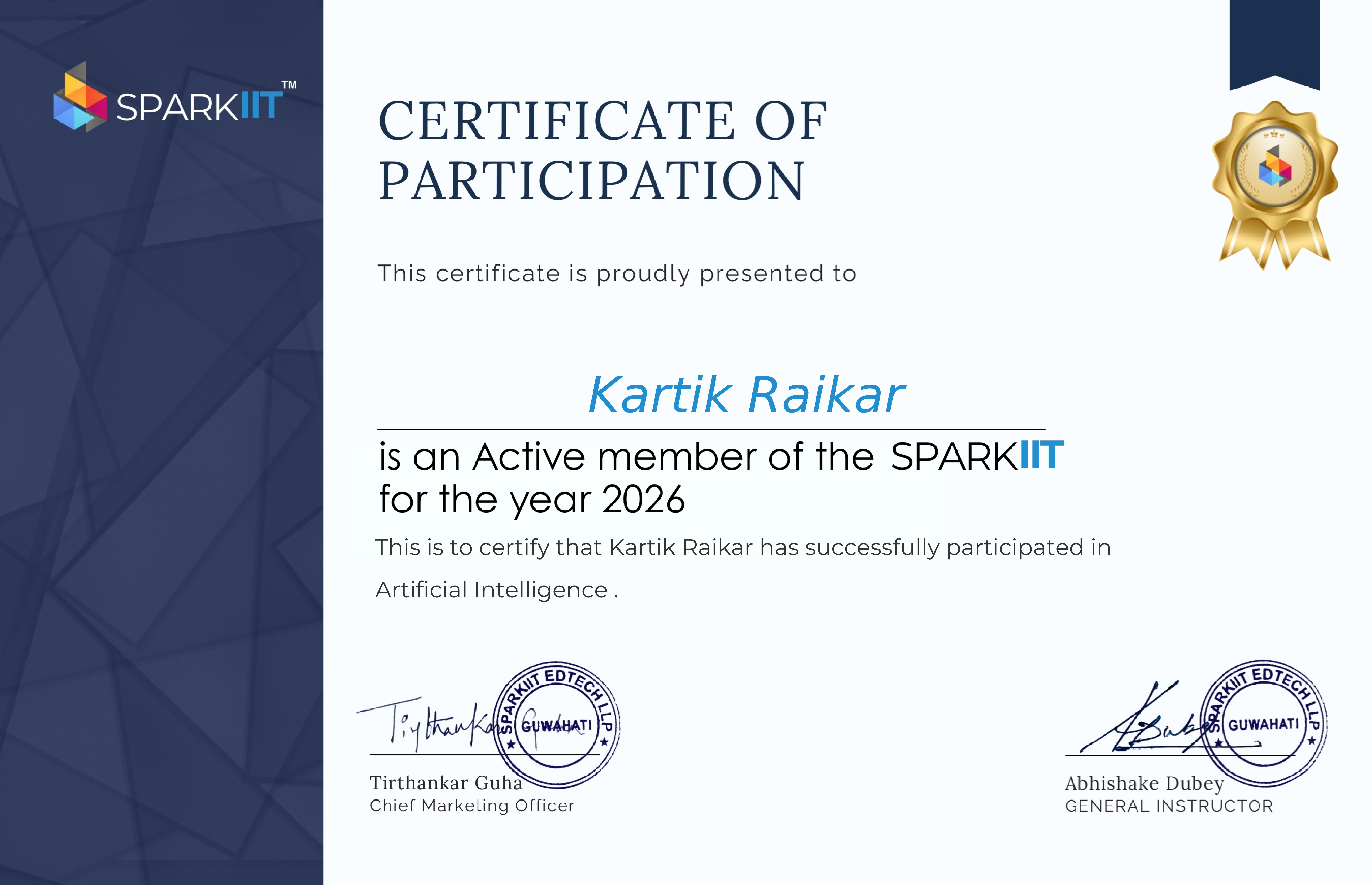 Artificial Intelligence — Active Member & Participant